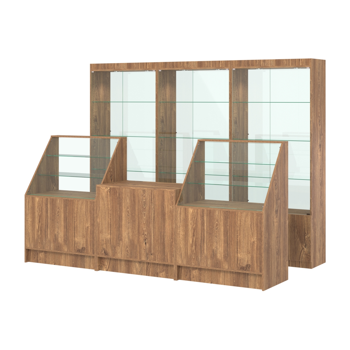 Комплект витрин ЭК-02 и прилавков ЭК-7 Дуб Канзас коричневый