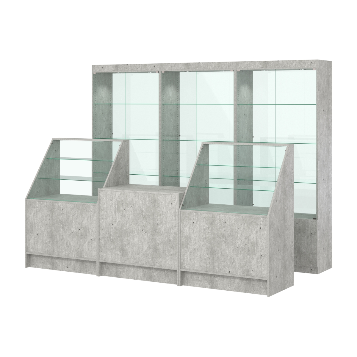 Комплект витрин ЭК-02 и прилавков ЭК-7 Метрополитан Грей