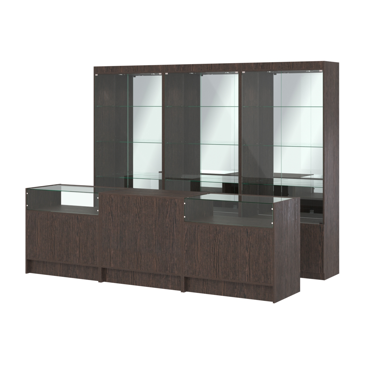 Комплект витрин ЭК-03 и прилавков ЭК-2 Дуб Венге