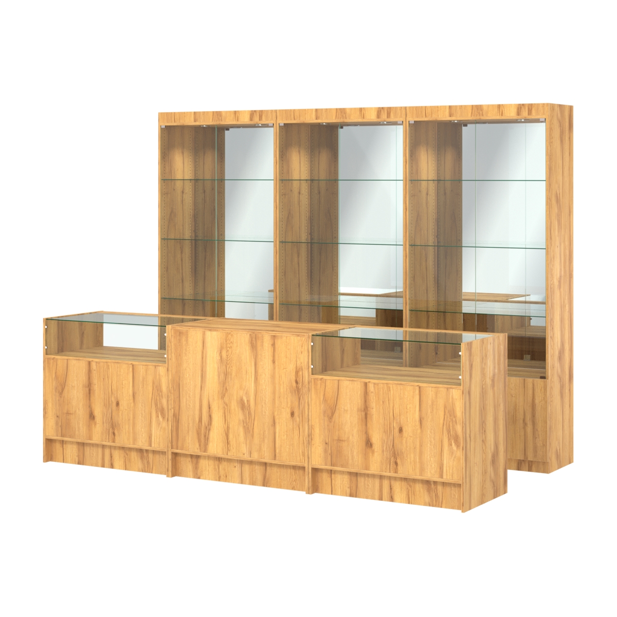 Комплект витрин ЭК-03 и прилавков ЭК-2 Дуб Золотистый