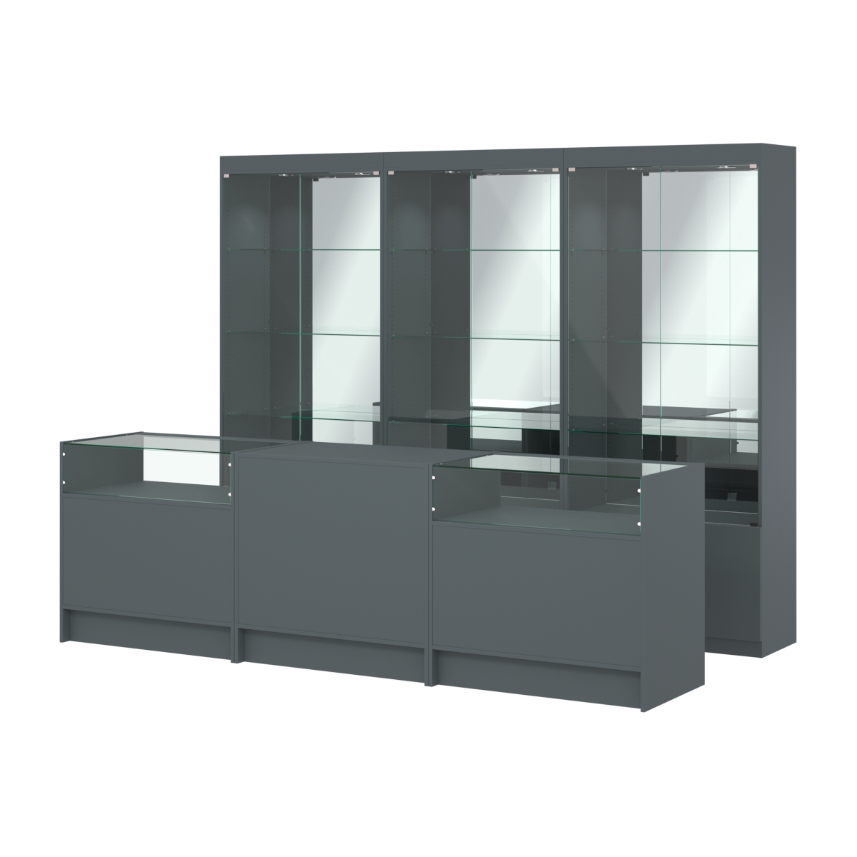 Комплект витрин ЭК-03 и прилавков ЭК-2 Темно-Серый