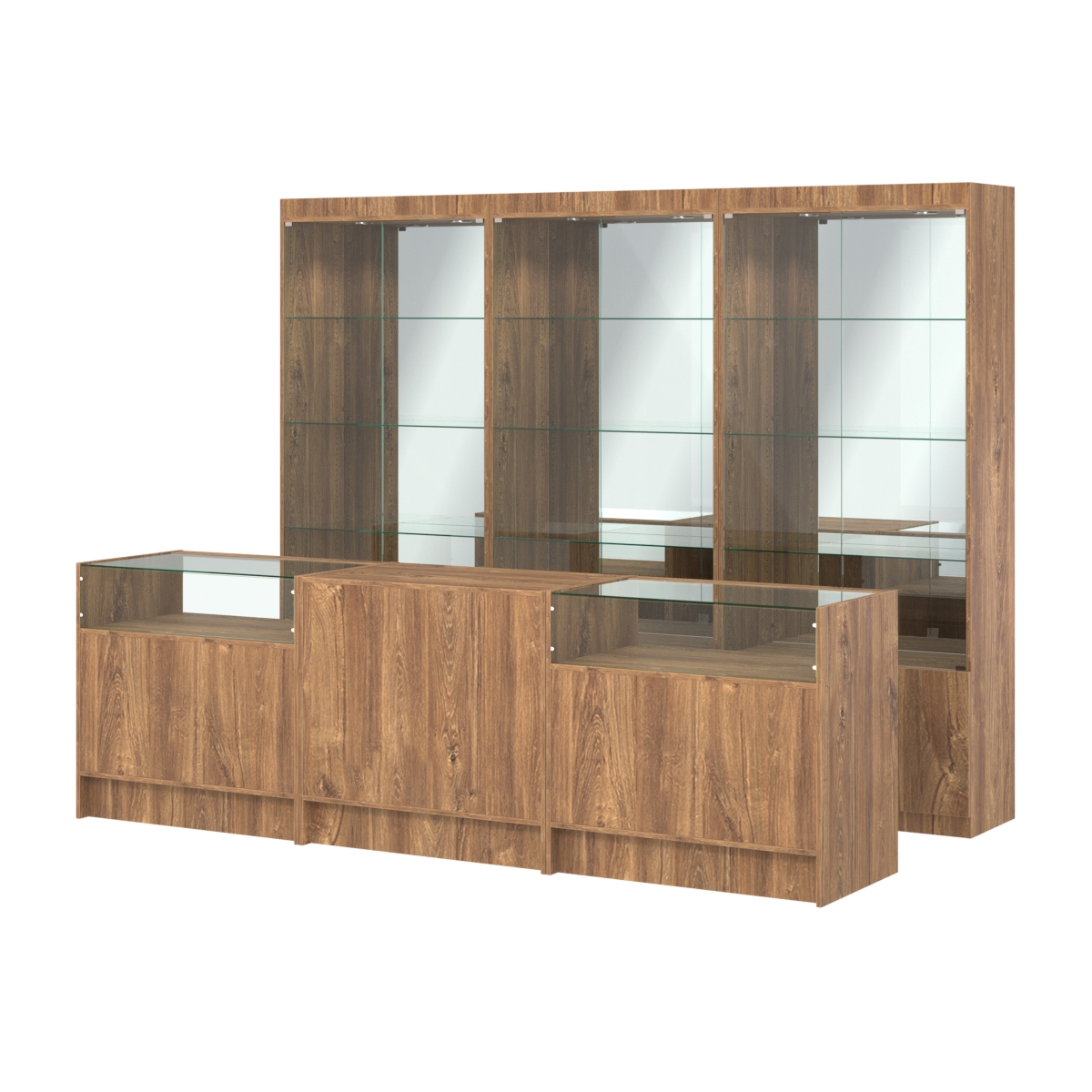 Комплект витрин ЭК-03 и прилавков ЭК-2 Дуб Канзас коричневый