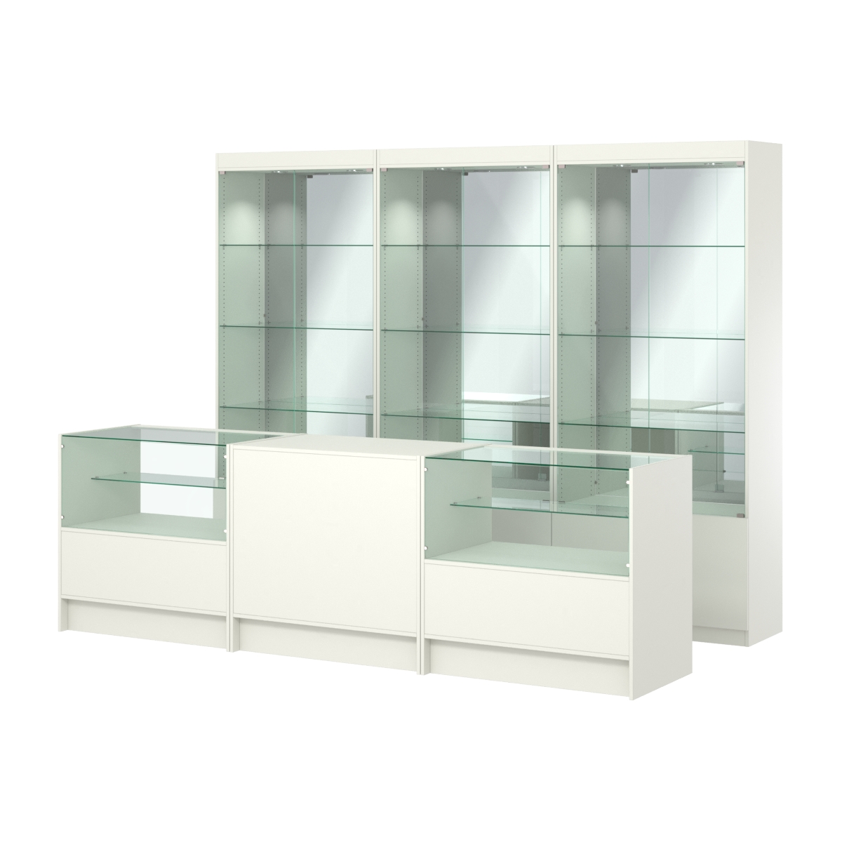 Комплект витрин ЭК-03 и прилавков ЭК-3 Белый