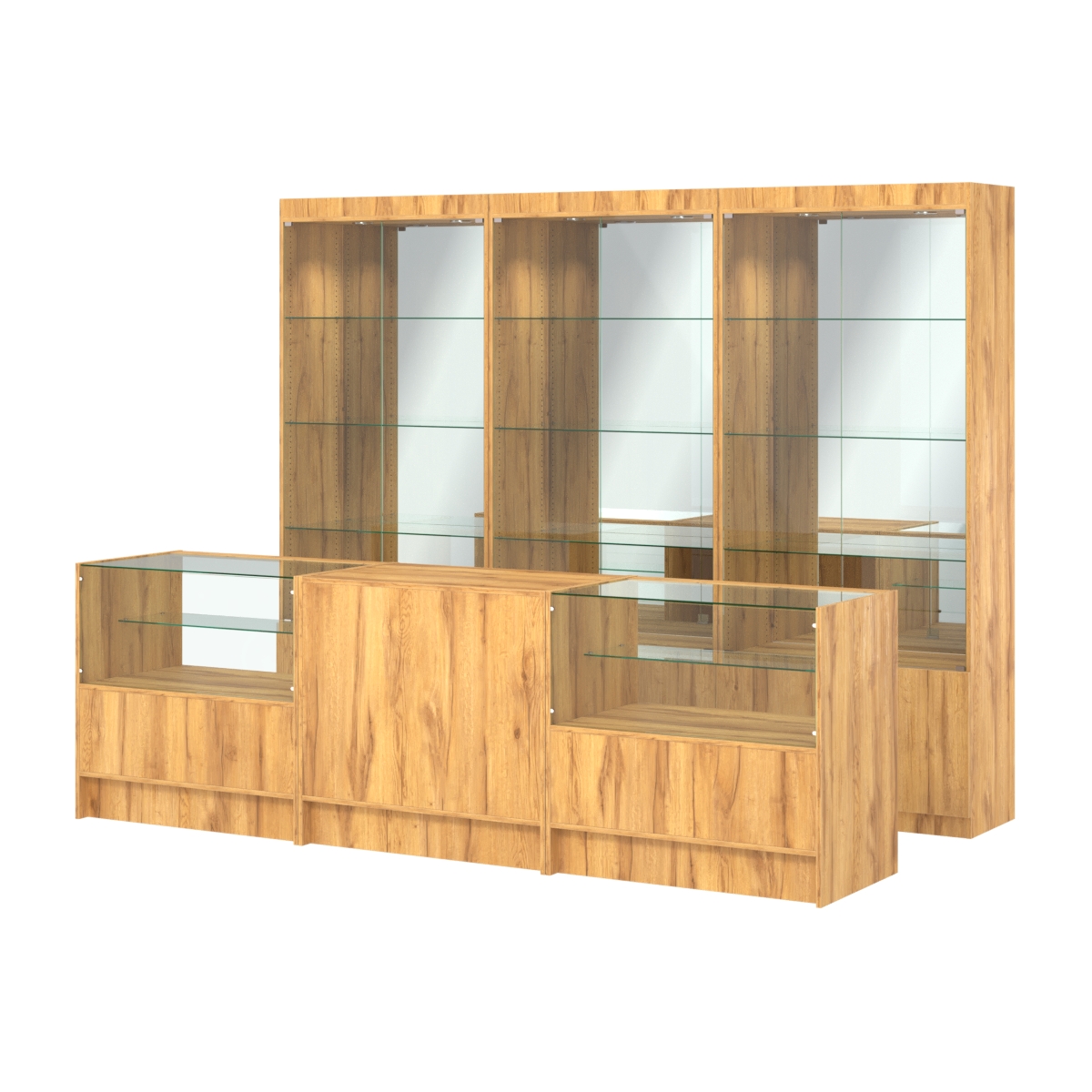 Комплект витрин ЭК-03 и прилавков ЭК-3 Дуб Золотистый