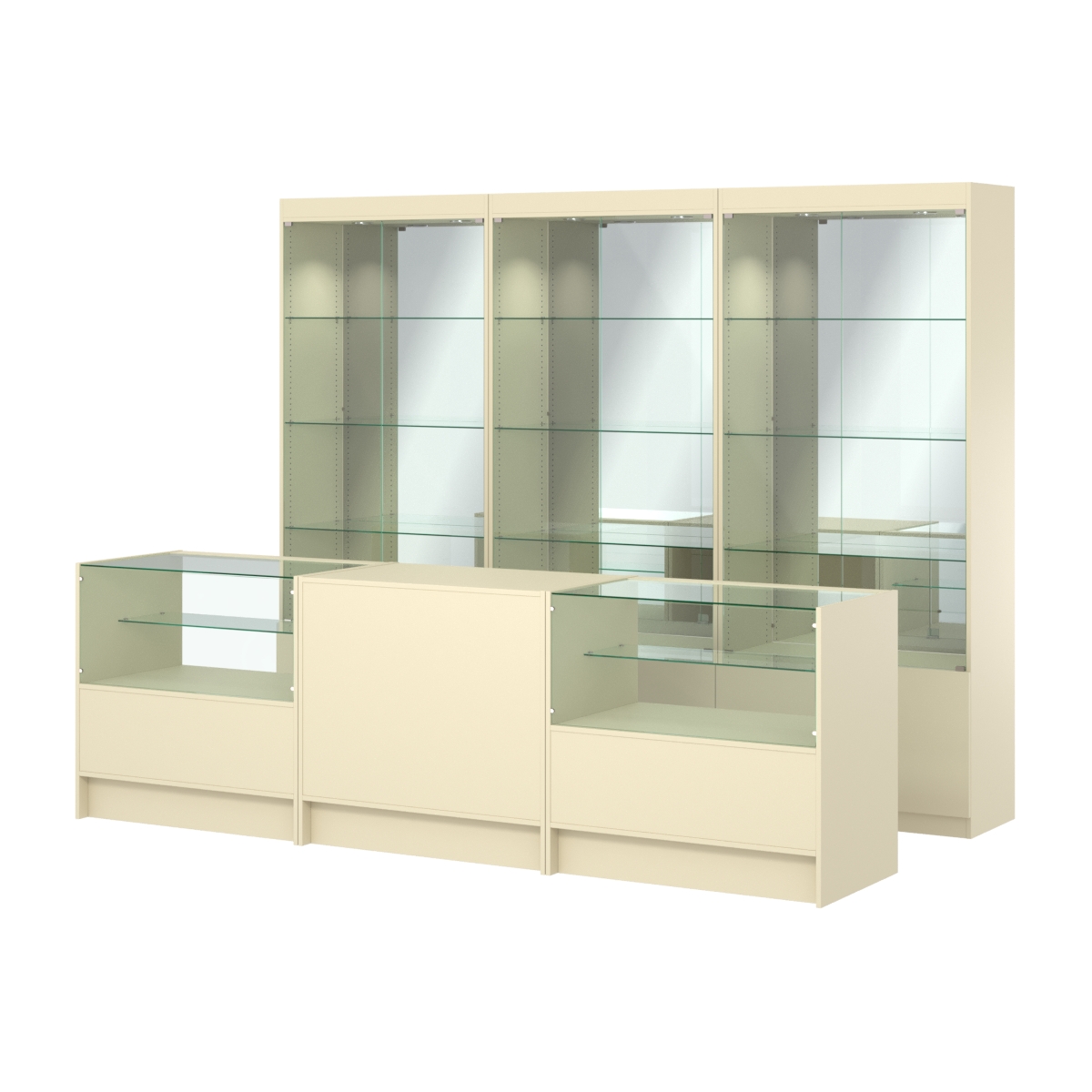 Комплект витрин ЭК-03 и прилавков ЭК-3 Крем Вайс