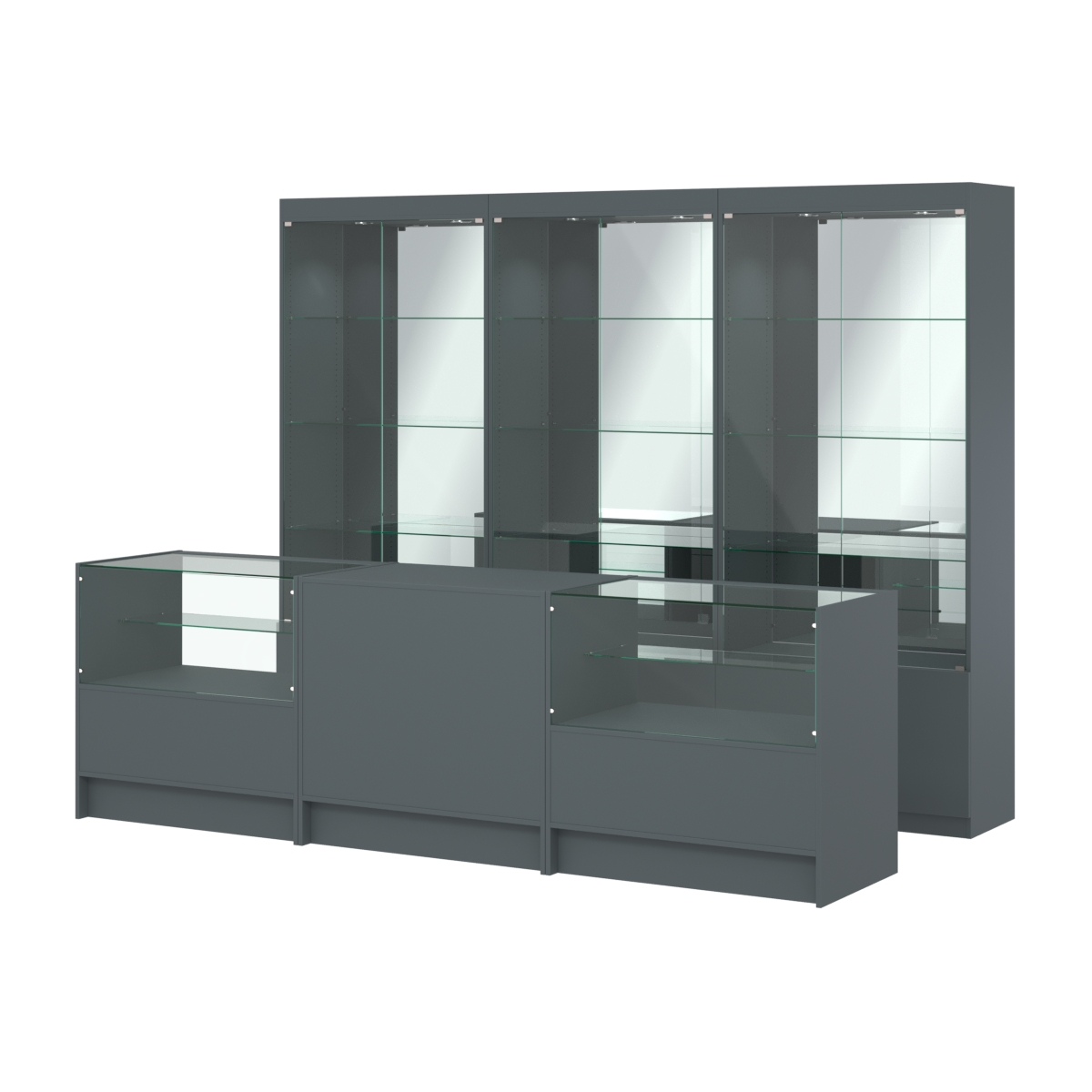 Комплект витрин ЭК-03 и прилавков ЭК-3 Темно-Серый