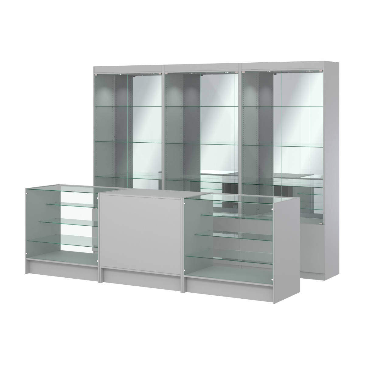 Комплект витрин ЭК-03 и прилавков ЭК-4 Серый