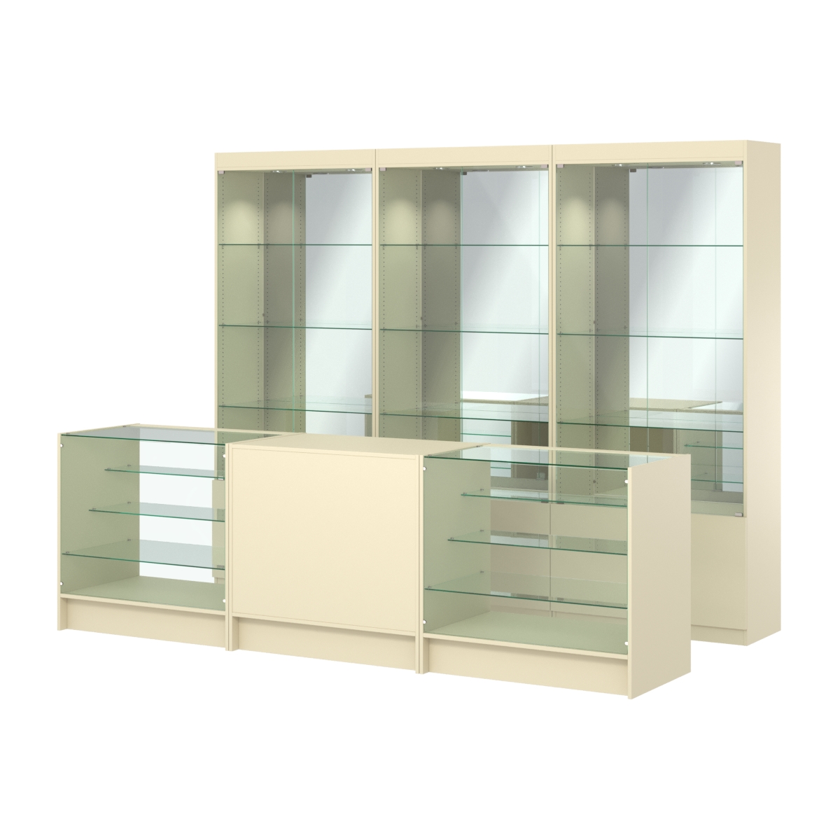 Комплект витрин ЭК-03 и прилавков ЭК-4 Крем Вайс