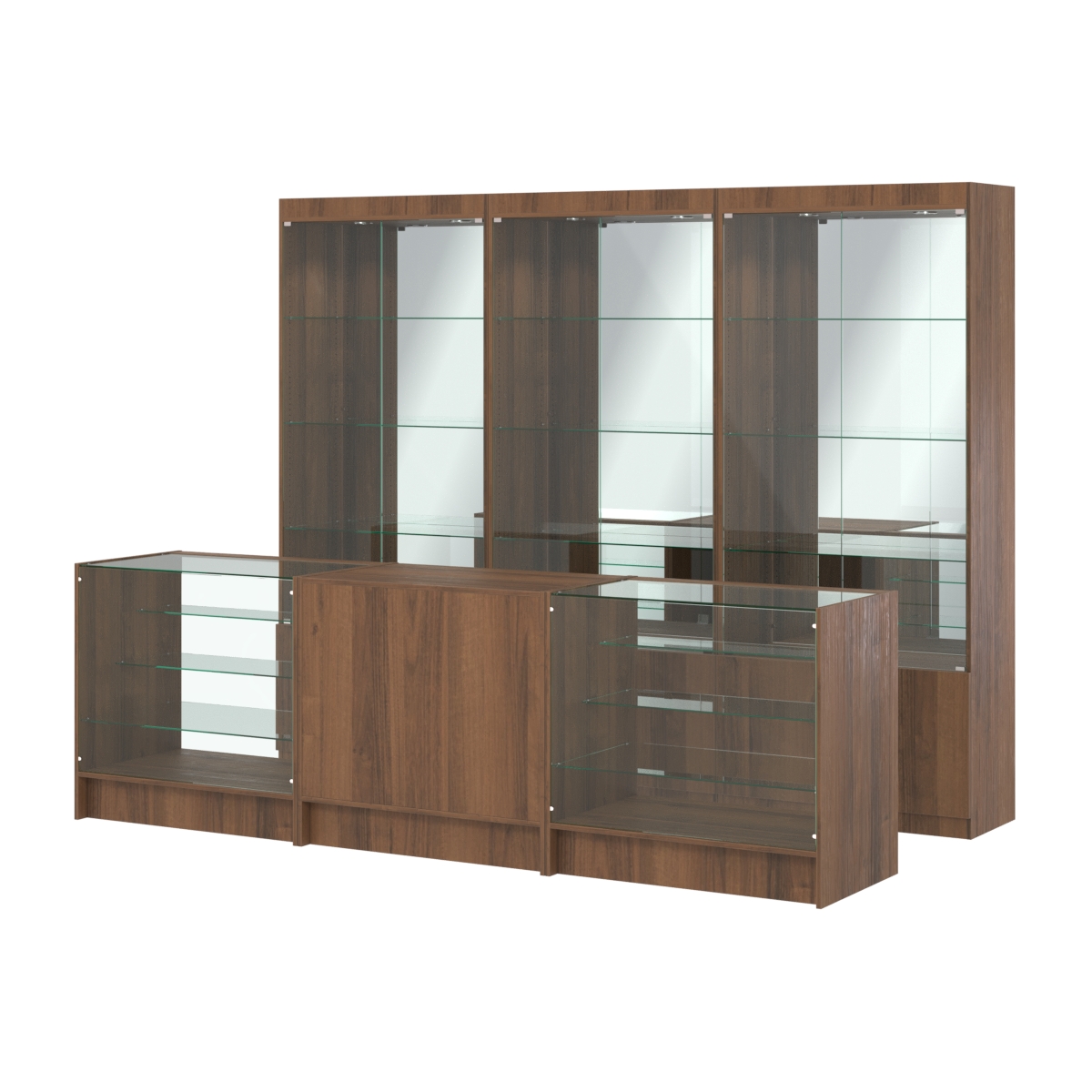 Комплект витрин ЭК-03 и прилавков ЭК-4 Орех