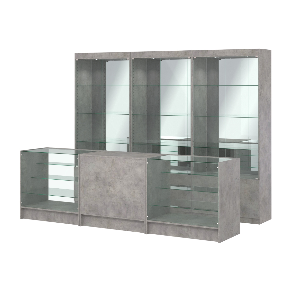 Комплект витрин ЭК-03 и прилавков ЭК-4 Бетон Чикаго светло-серый F186 ST9