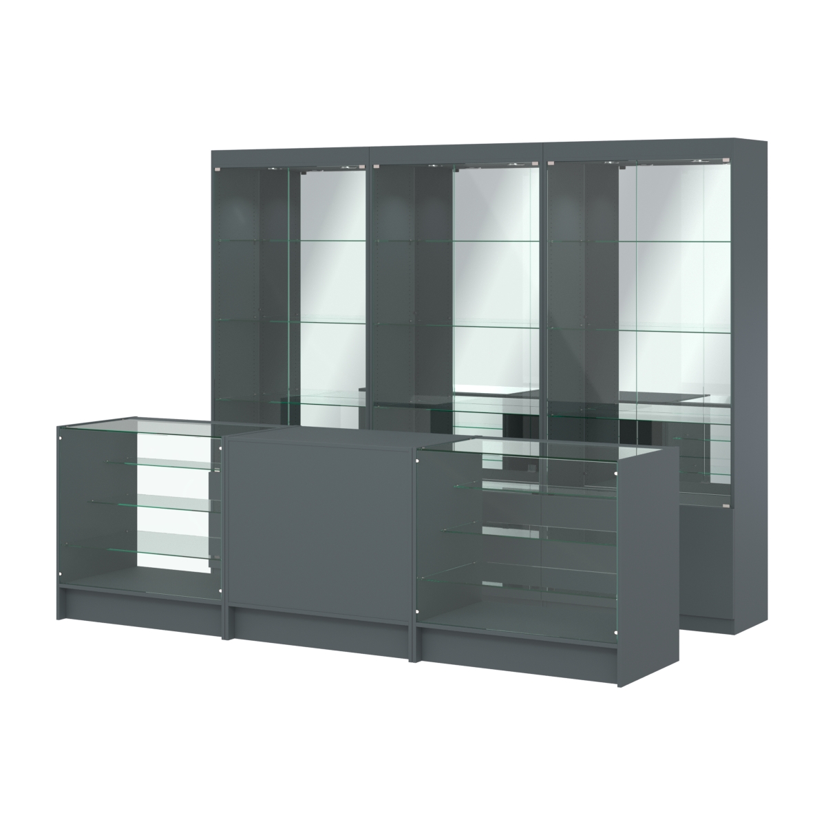 Комплект витрин ЭК-03 и прилавков ЭК-4 Темно-Серый