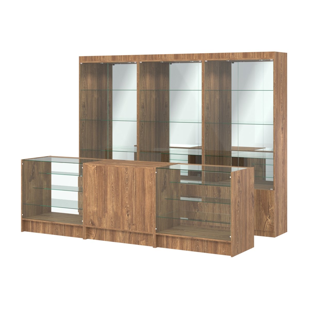 Комплект витрин ЭК-03 и прилавков ЭК-4 Дуб Канзас коричневый