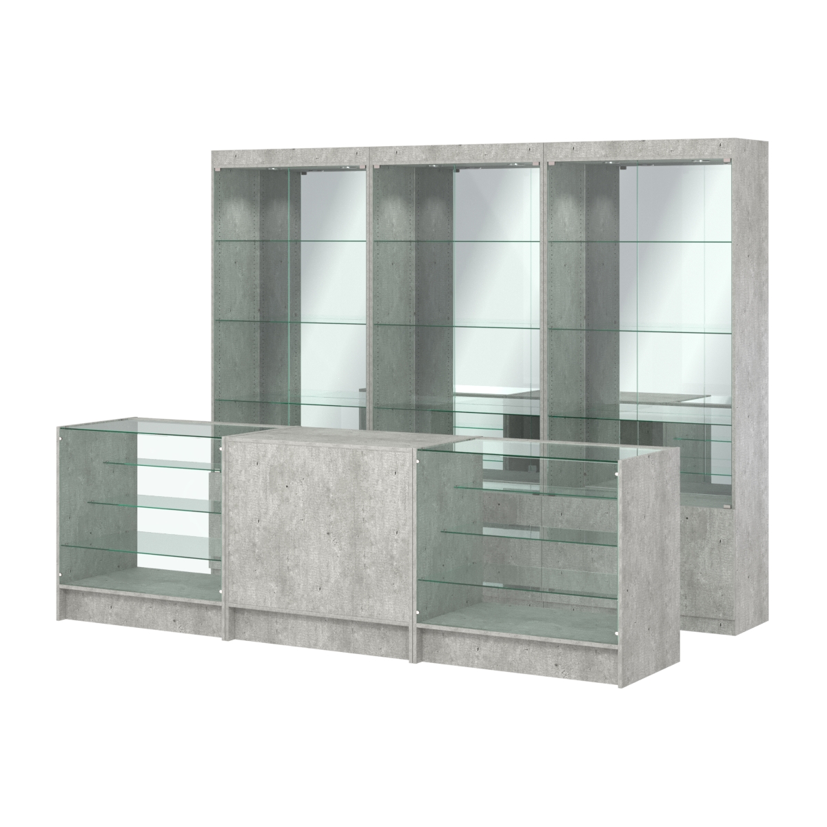 Комплект витрин ЭК-03 и прилавков ЭК-4 Метрополитан Грей