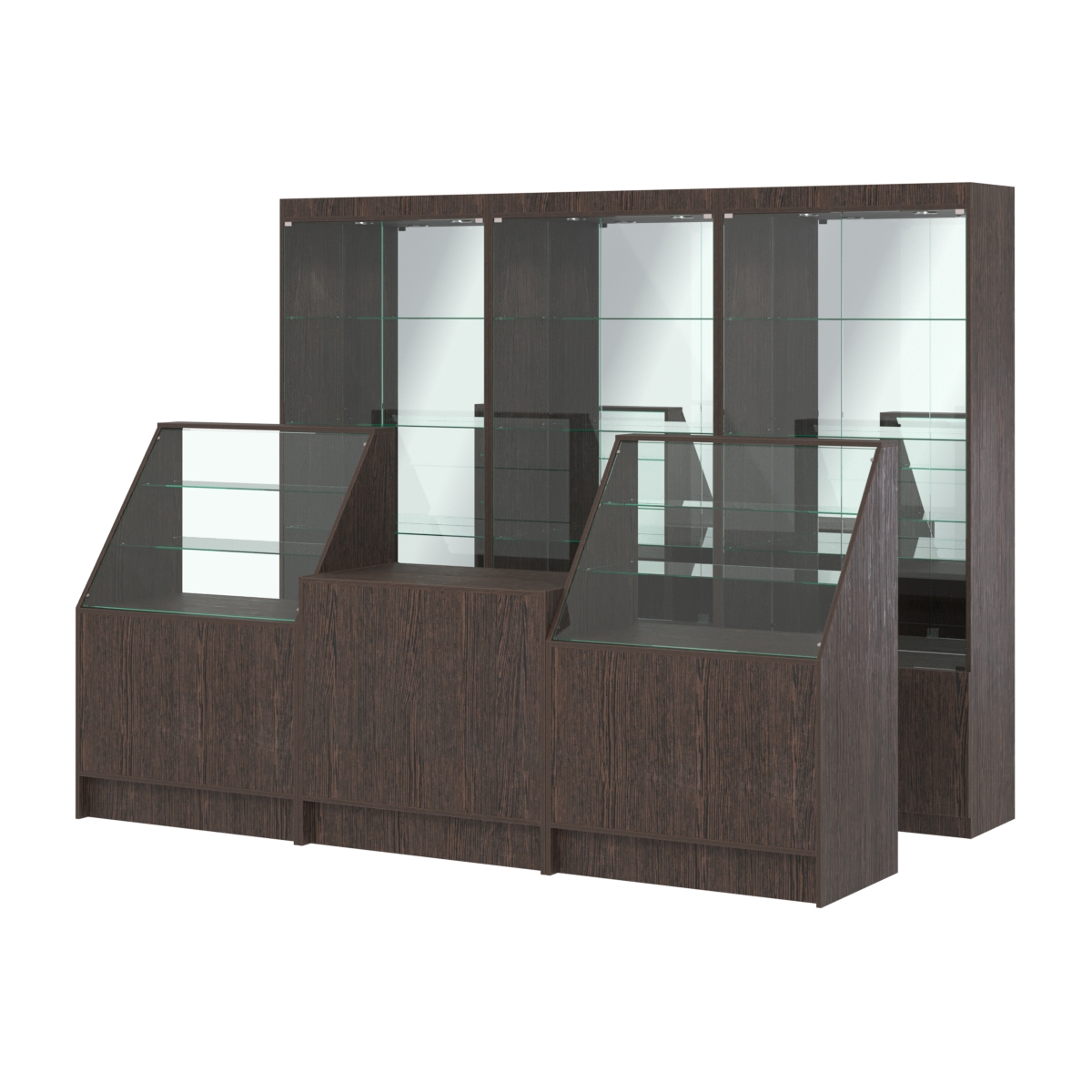 Комплект витрин ЭК-03 и прилавков ЭК-7 Дуб Венге