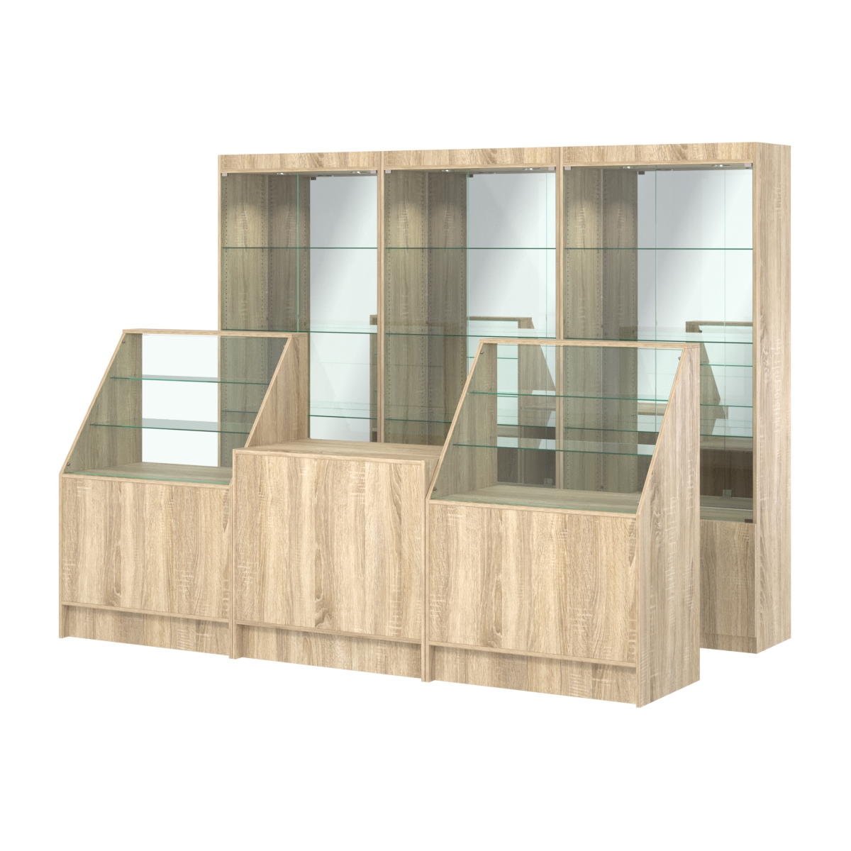 Комплект витрин ЭК-03 и прилавков ЭК-7 Дуб сонома