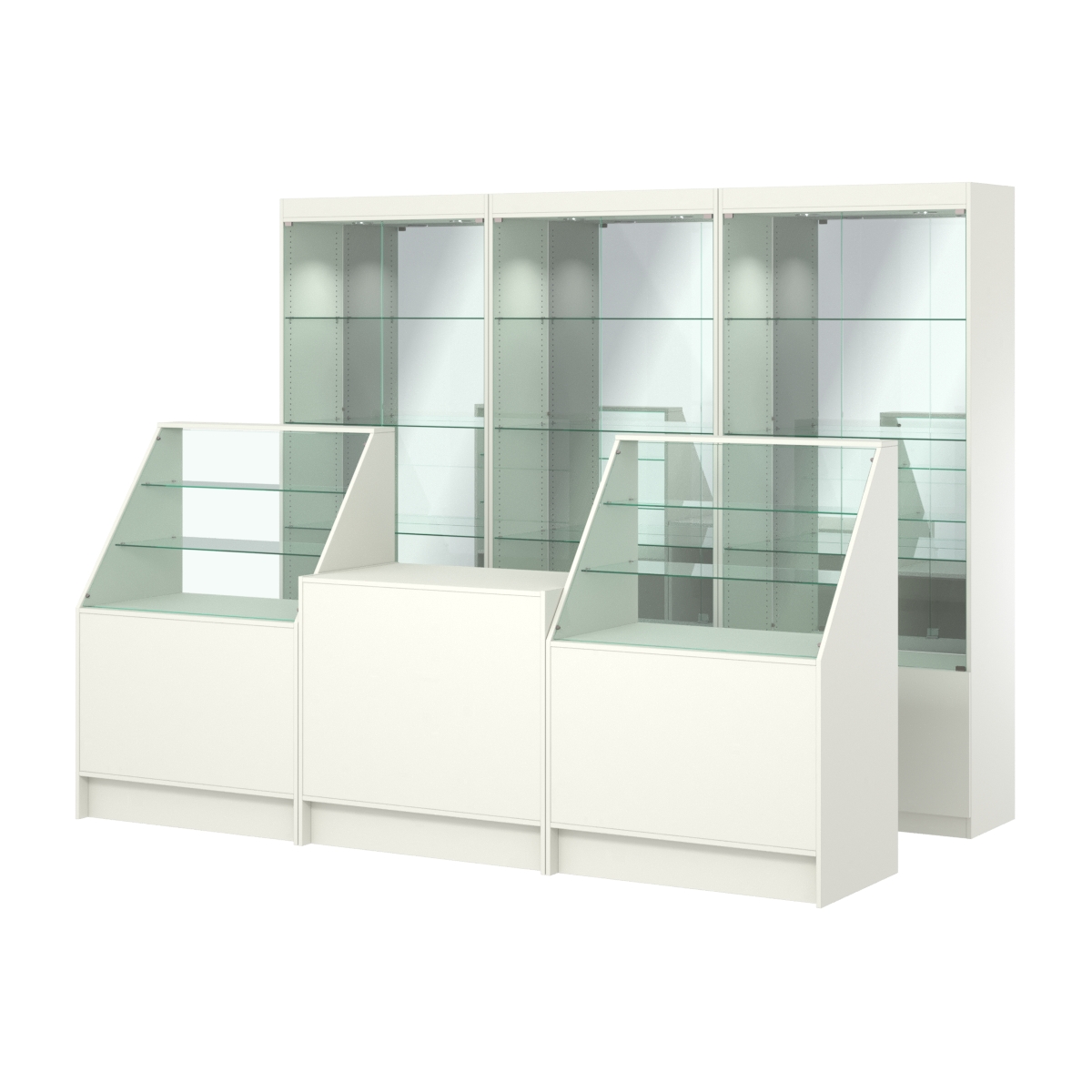 Комплект витрин ЭК-03 и прилавков ЭК-7 Белый