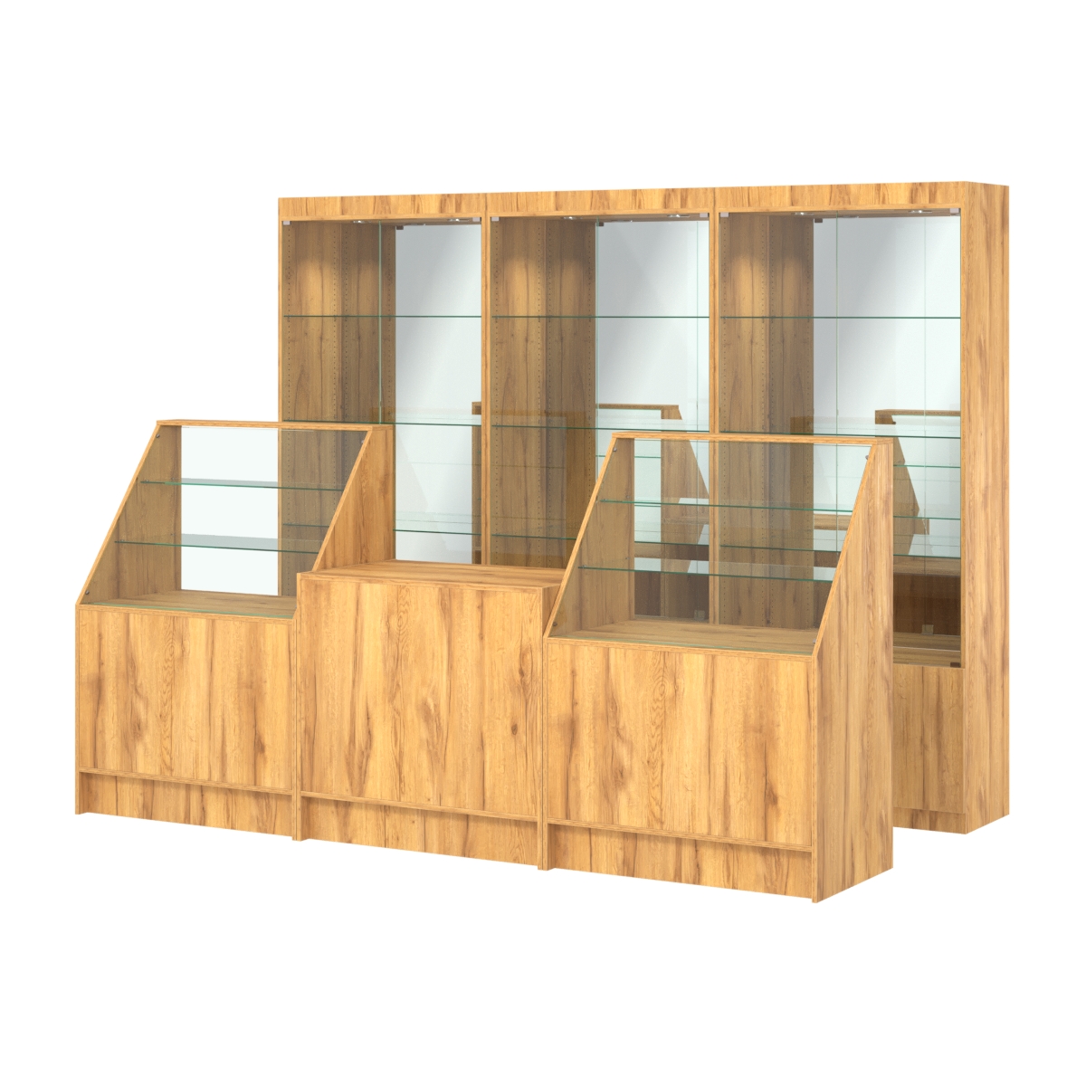 Комплект витрин ЭК-03 и прилавков ЭК-7 Дуб Золотистый