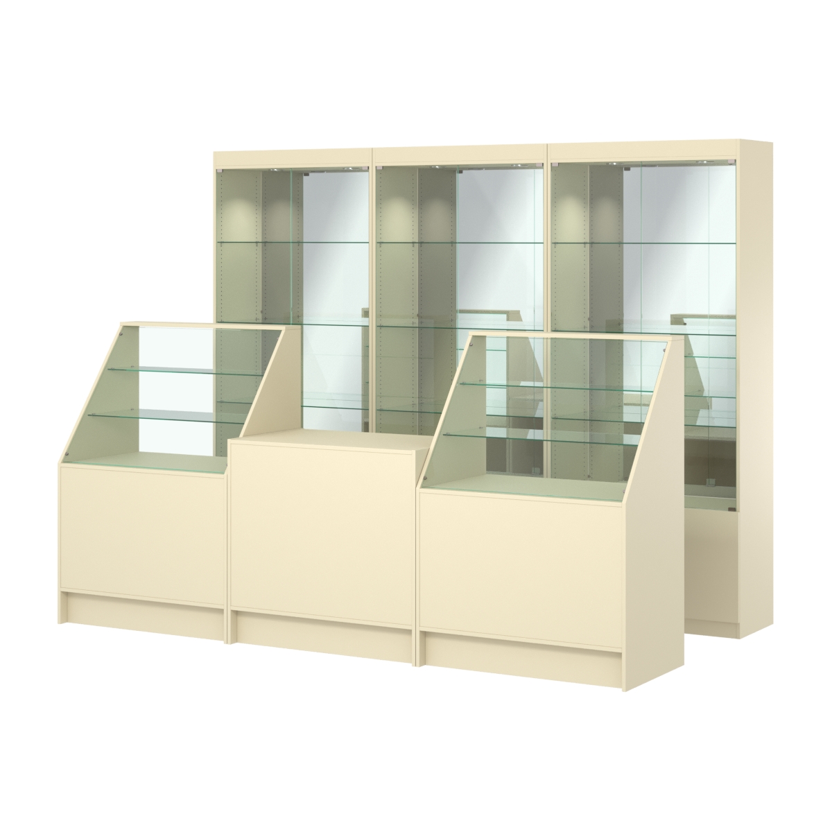 Комплект витрин ЭК-03 и прилавков ЭК-7 Крем Вайс