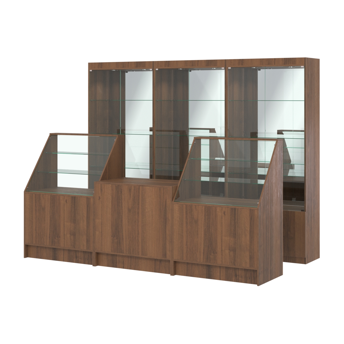 Комплект витрин ЭК-03 и прилавков ЭК-7 Орех