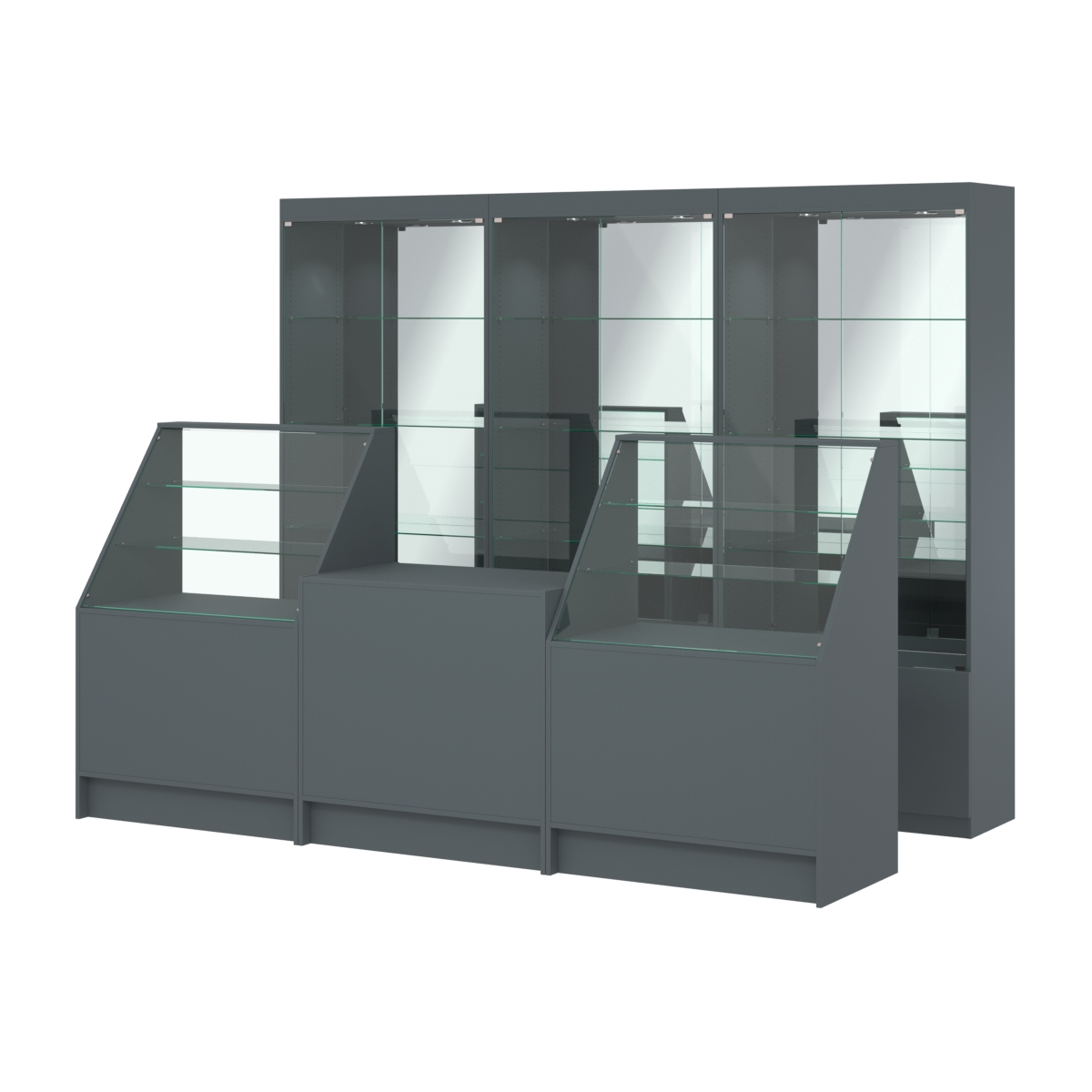 Комплект витрин ЭК-03 и прилавков ЭК-7 Темно-Серый