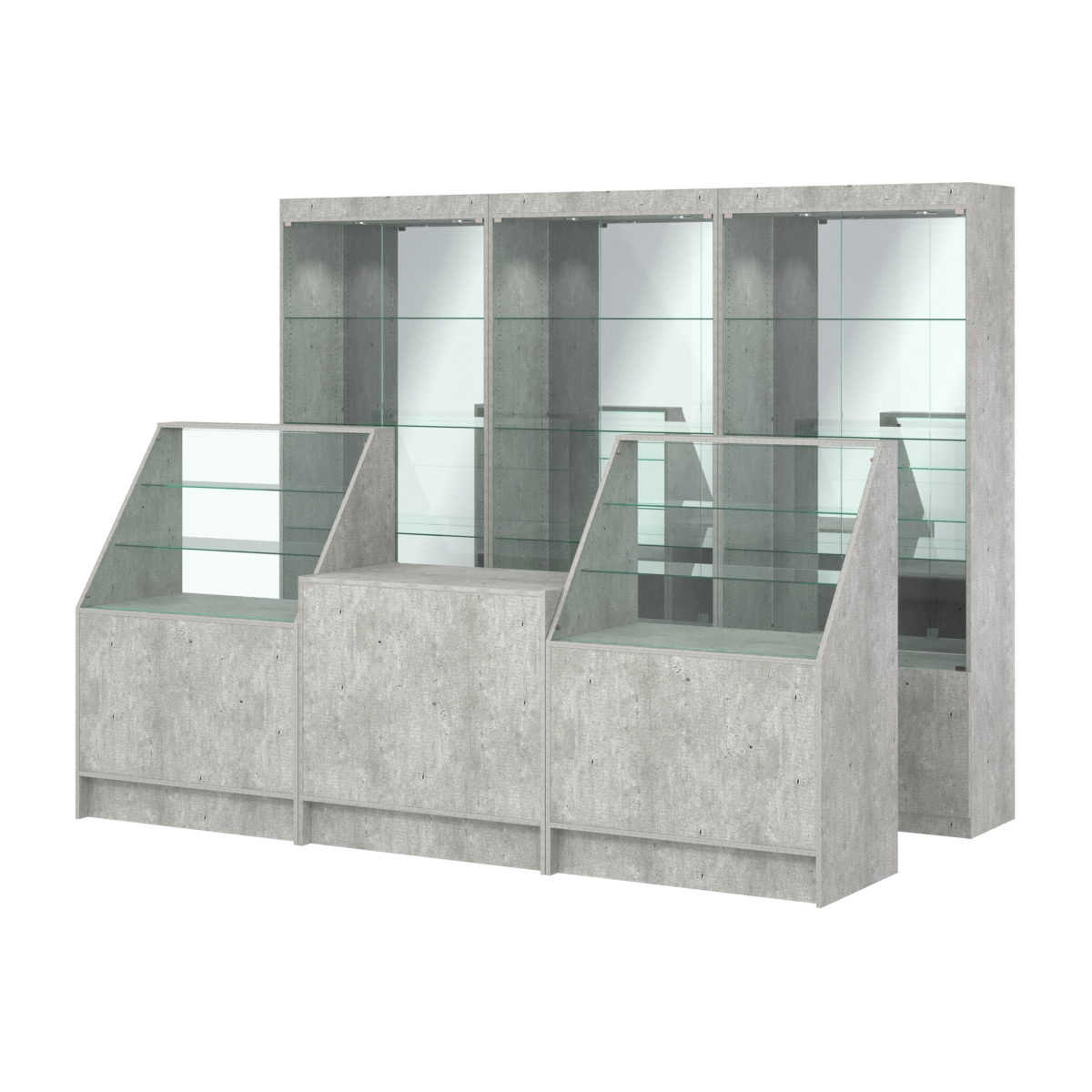 Комплект витрин ЭК-03 и прилавков ЭК-7 Метрополитан Грей