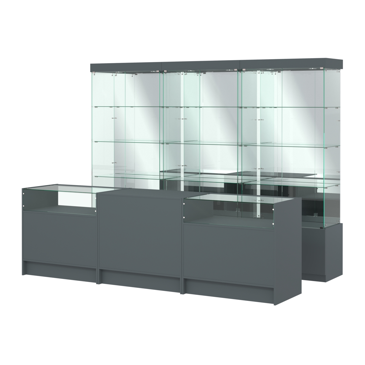 Комплект стеклянных витрин ИС-03 и прилавков ЭК-2 Темно-Серый