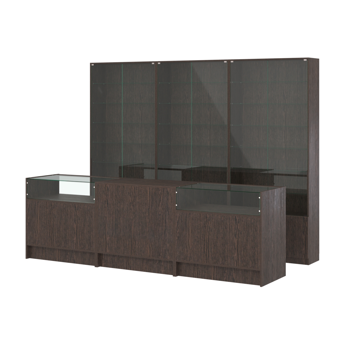 Комплект витрин с регулировочными полками NE-6 №12 и прилавков ЭК-2 Дуб Венге