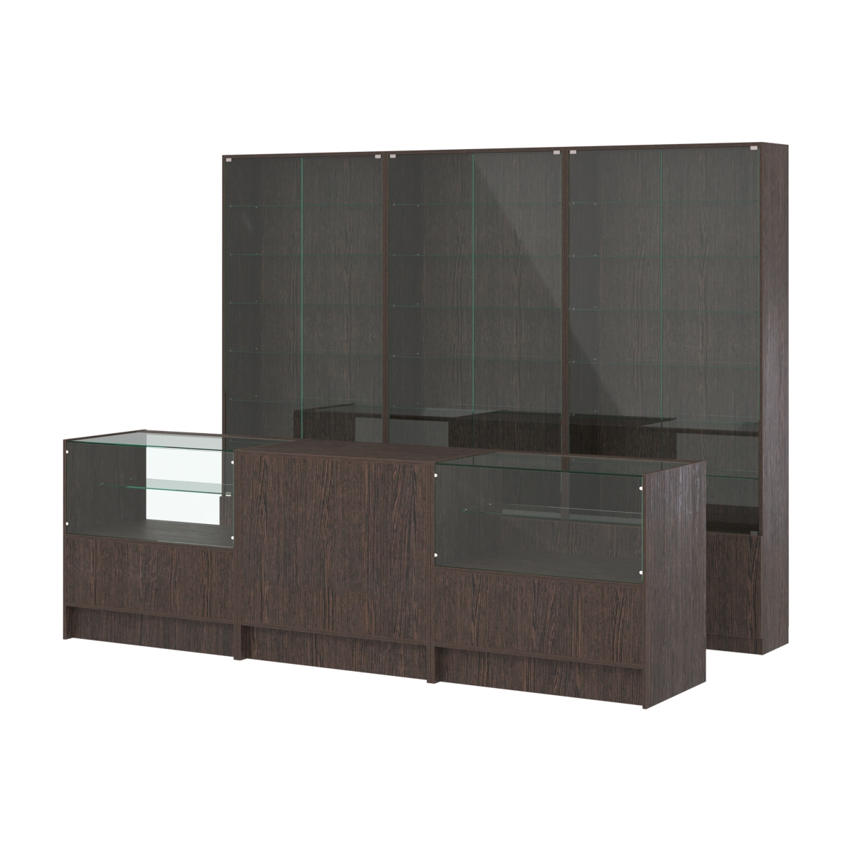 Комплект витрин с регулировочными полками NE-6 №12 и прилавков ЭК-3 Дуб Венге