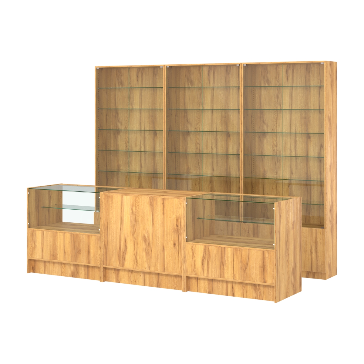 Комплект витрин с регулировочными полками NE-6 №12 и прилавков ЭК-3 Дуб Золотистый