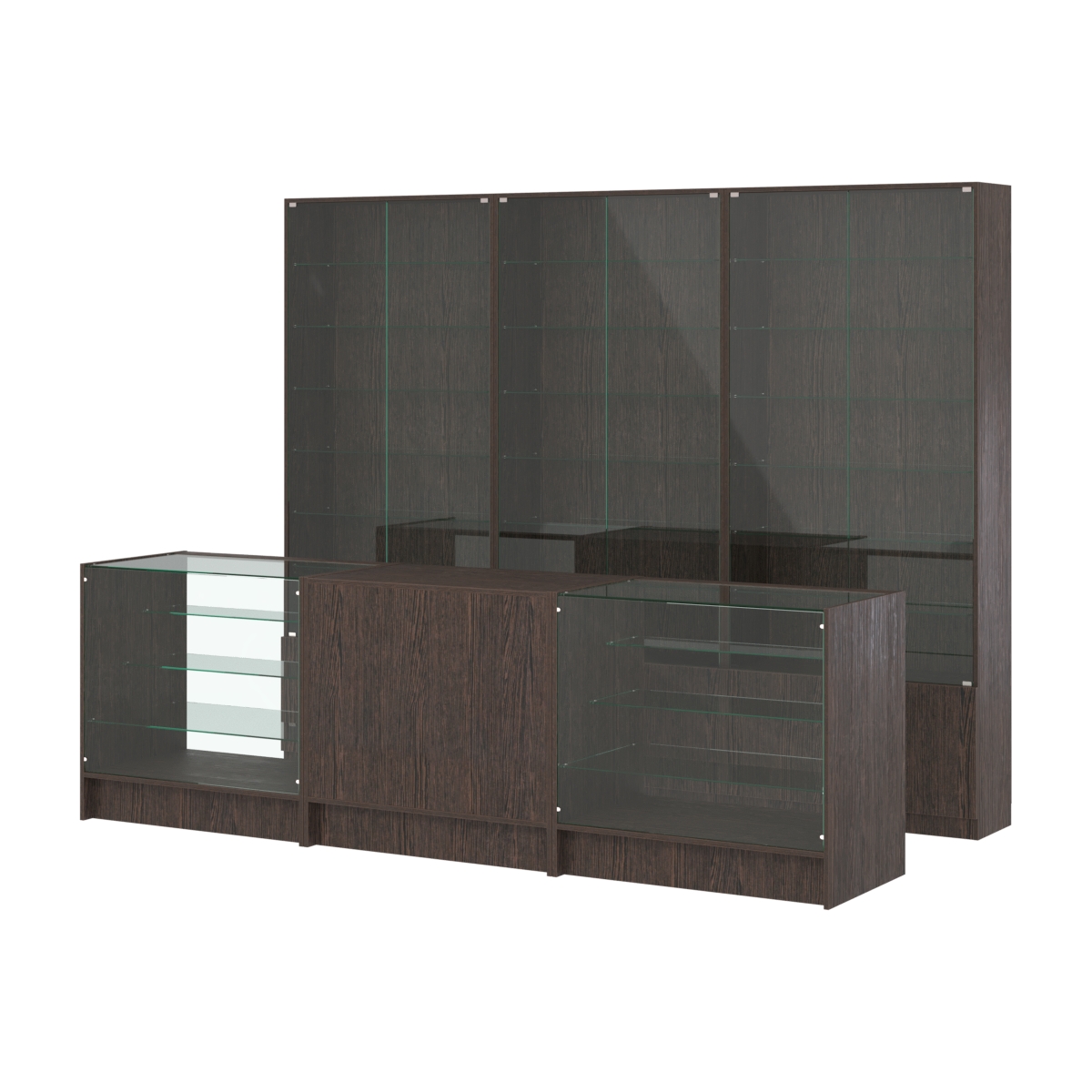 Комплект витрин с регулировочными полками NE-6 №12 и прилавков ЭК-4 Дуб Венге