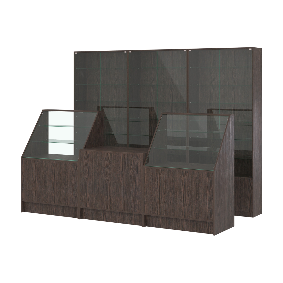 Комплект витрин с регулировочными полками NE-6 №12 и прилавков ЭК-7 Дуб Венге