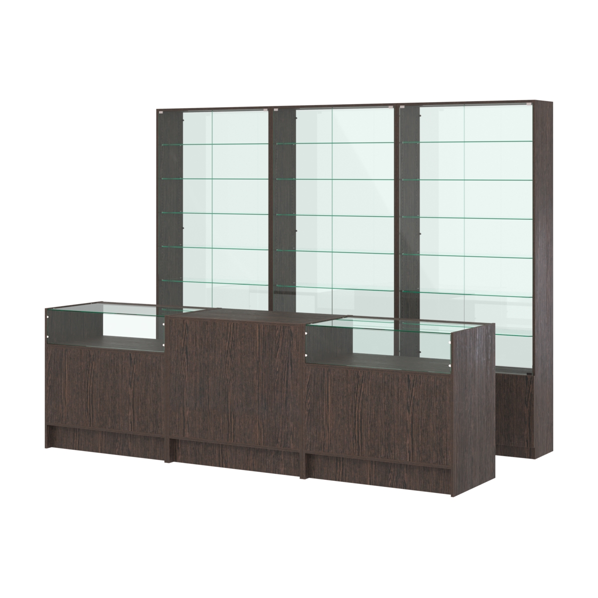 Комплект витрин с регулировочными полками NE-6 №12-1 и прилавков ЭК-2 Дуб Венге