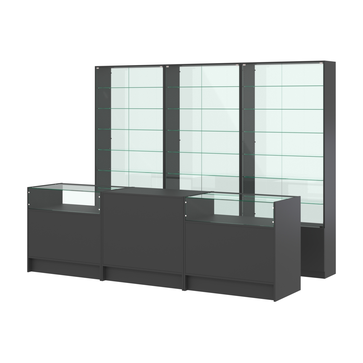 Комплект витрин с регулировочными полками NE-6 №12-1 и прилавков ЭК-2 Черный