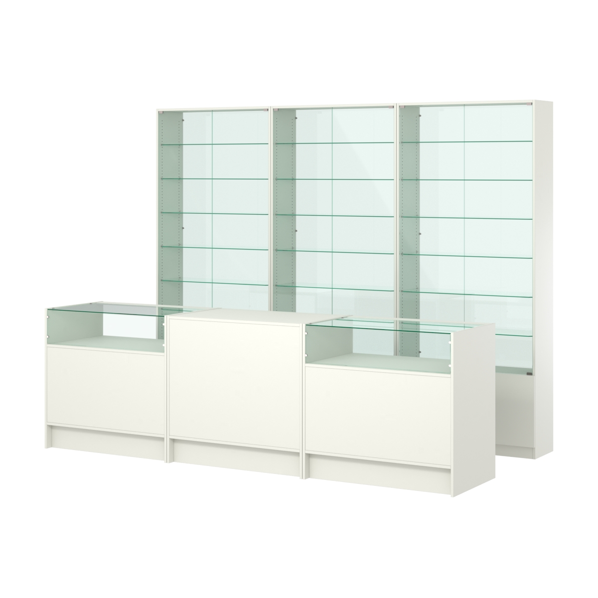 Комплект витрин с регулировочными полками NE-6 №12-1 и прилавков ЭК-2 Белый