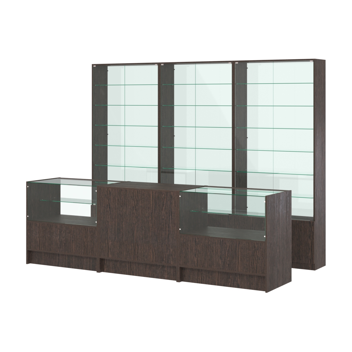 Комплект витрин с регулировочными полками NE-6 №12-1 и прилавков ЭК-3 Дуб Венге