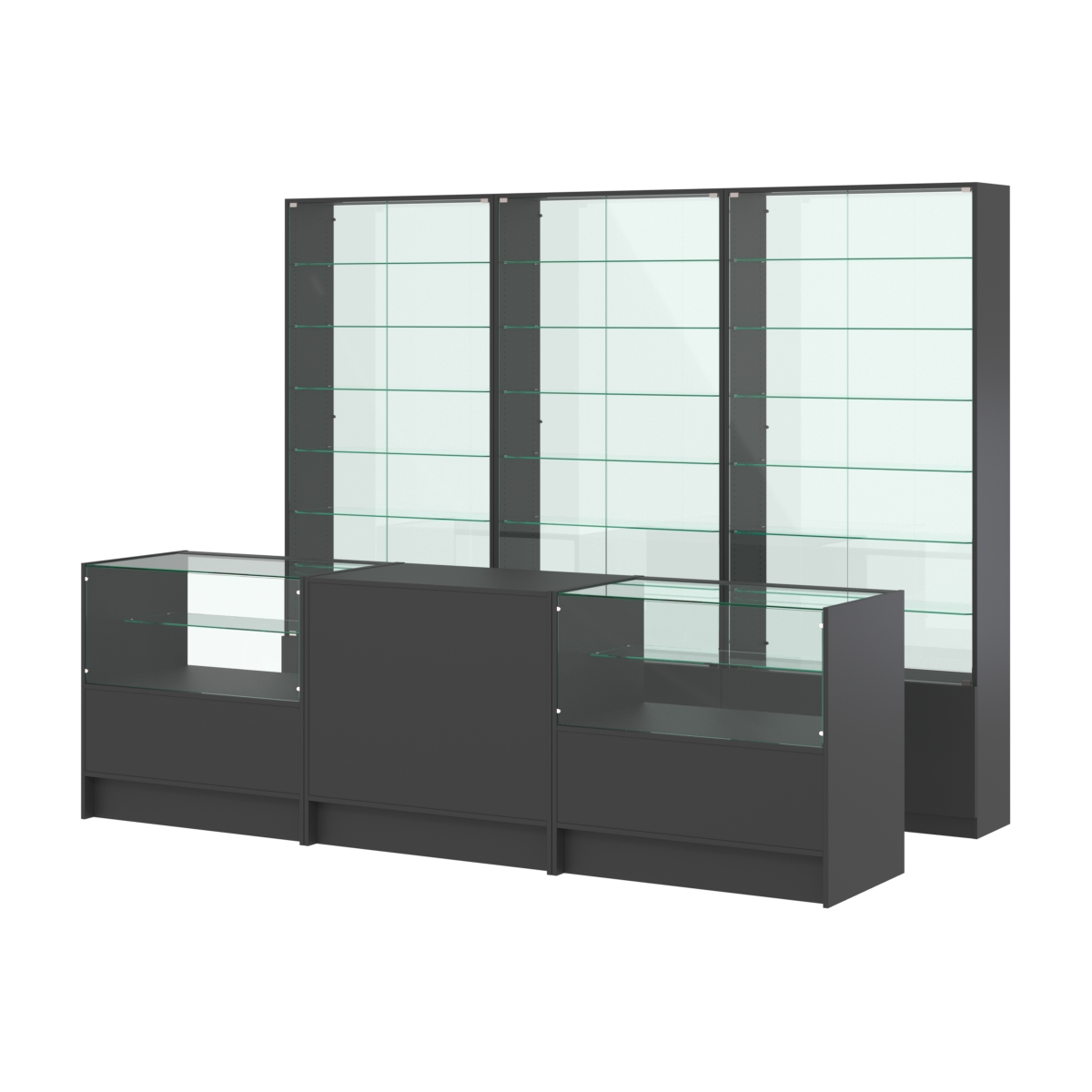 Комплект витрин с регулировочными полками NE-6 №12-1 и прилавков ЭК-3 Черный