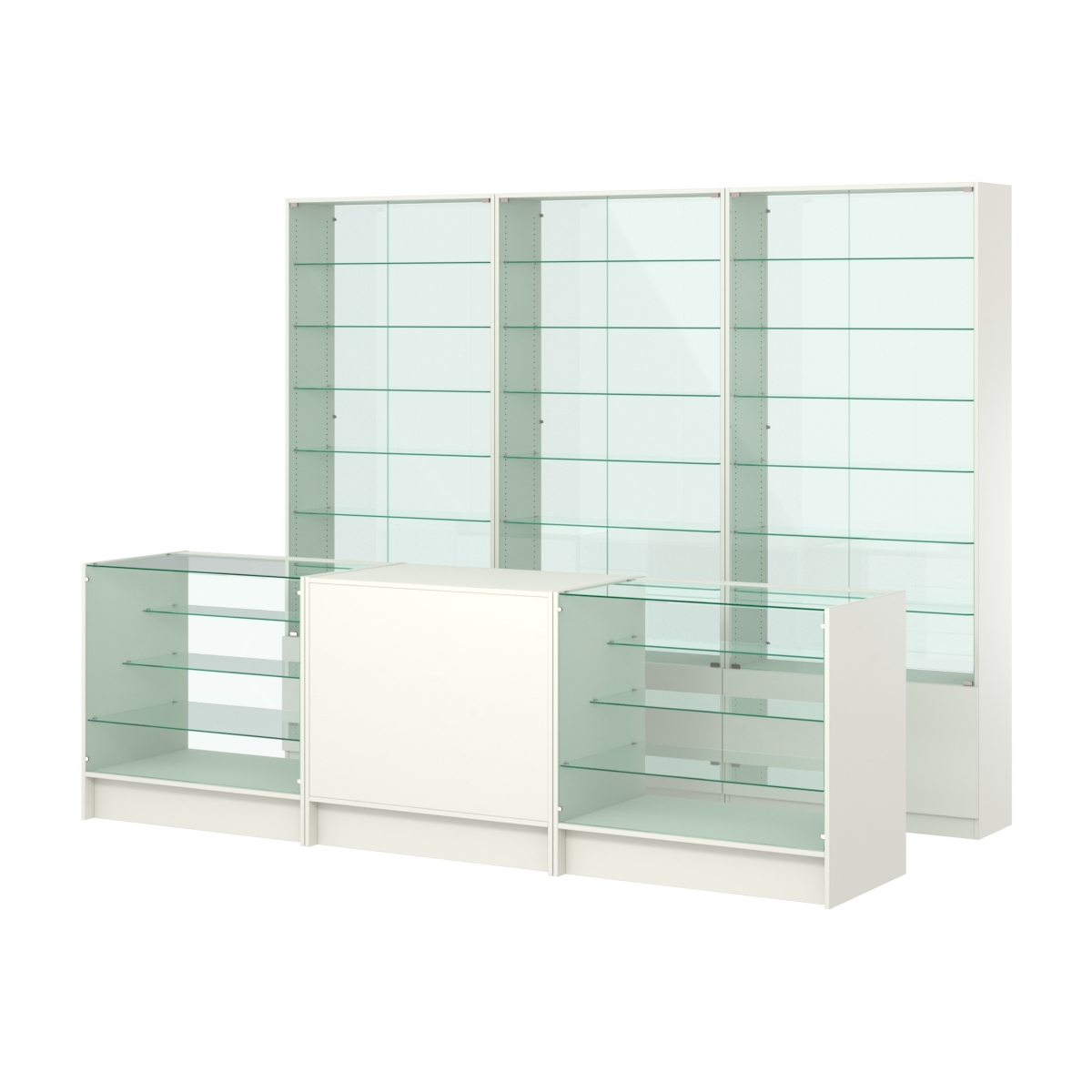 Комплект витрин с регулировочными полками NE-6 №12-1 и прилавков ЭК-4 Белый