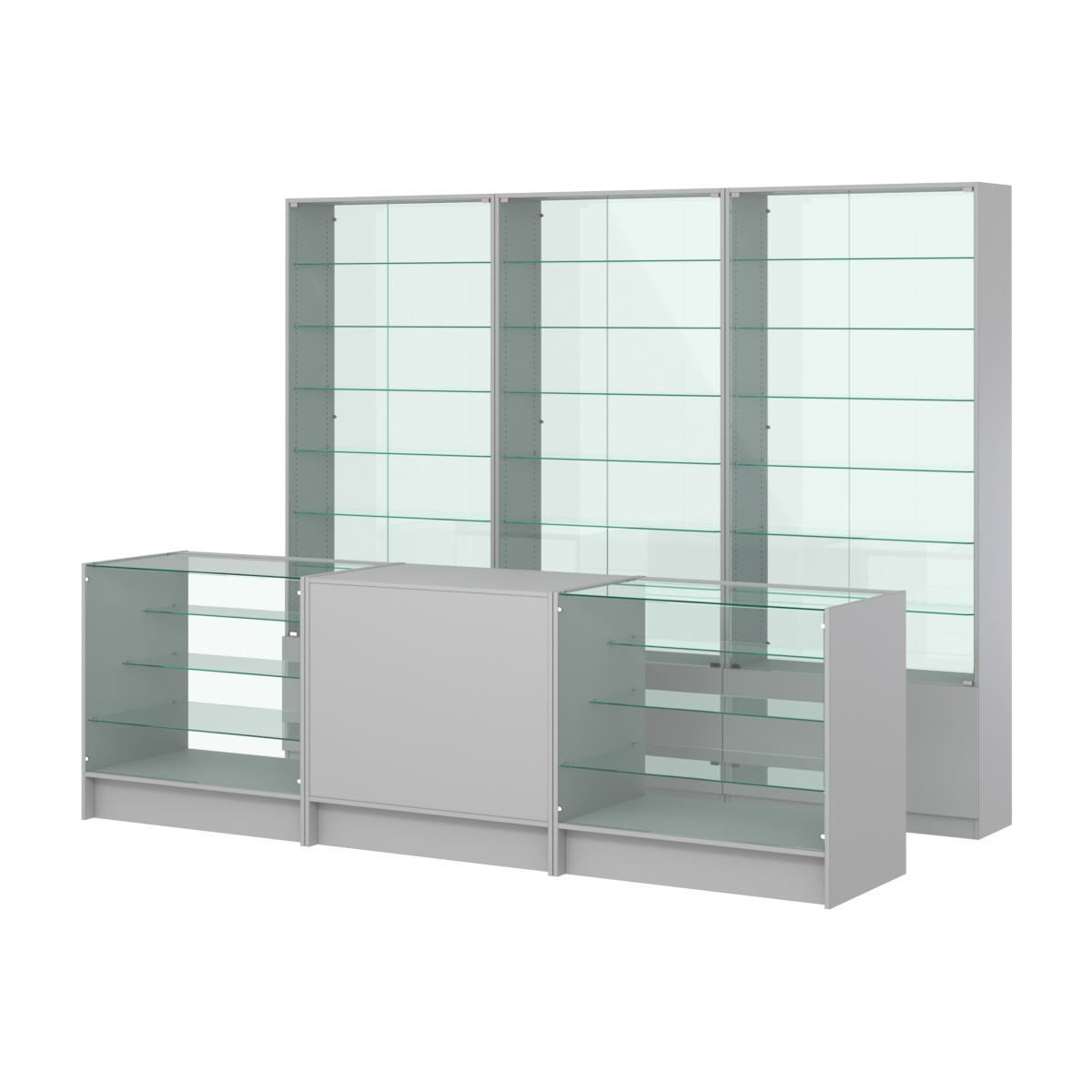 Комплект витрин с регулировочными полками NE-6 №12-1 и прилавков ЭК-4 Серый