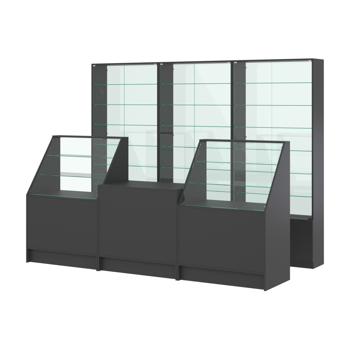 Комплект витрин с регулировочными полками NE-6 №12-1 и прилавков ЭК-7 Черный