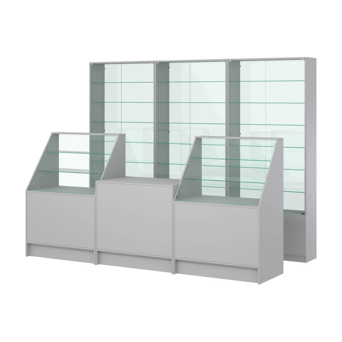 Комплект витрин с регулировочными полками NE-6 №12-1 и прилавков ЭК-7 Серый