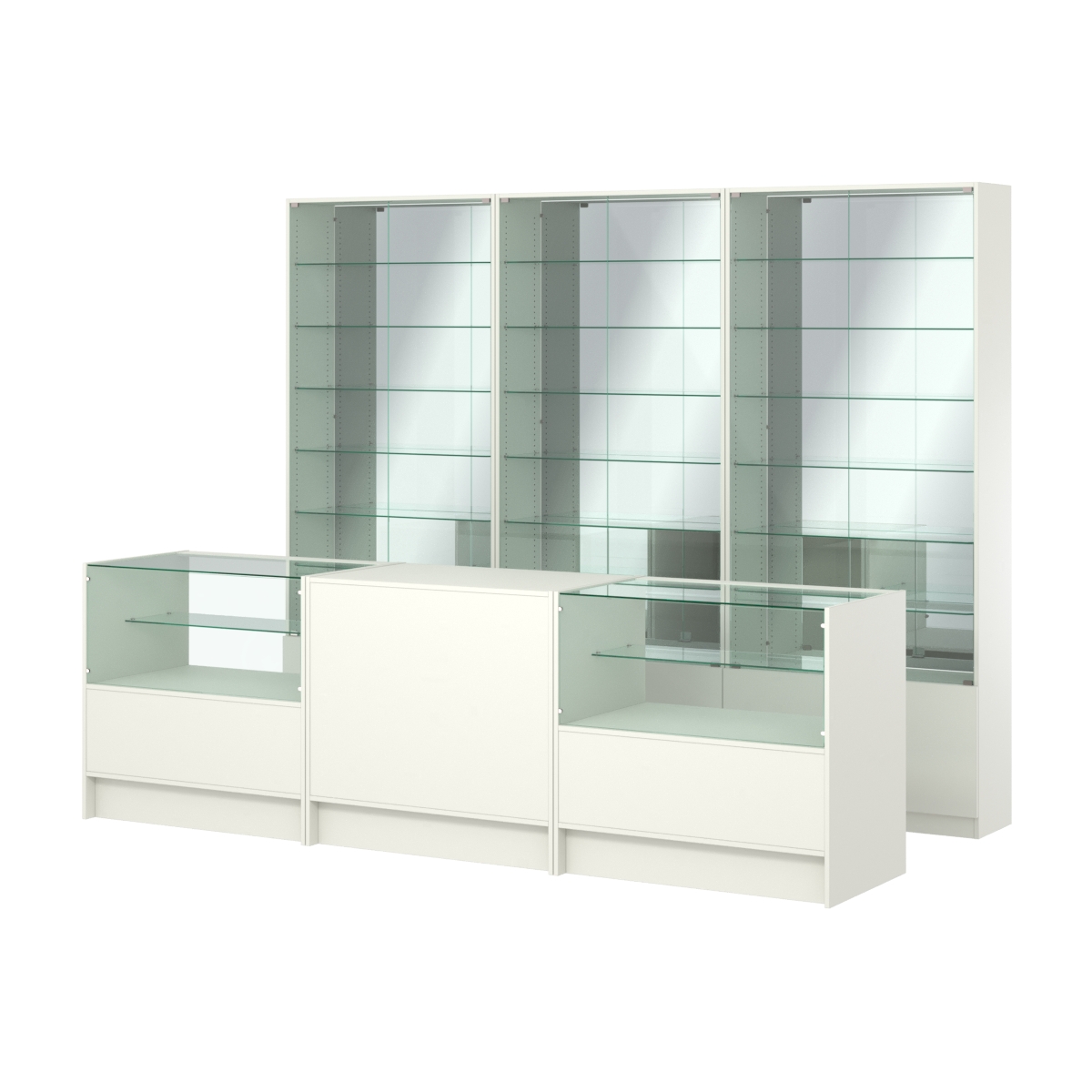 Комплект витрин с регулировочными полками NE-6 №12-2 и прилавков ЭК-3 Белый