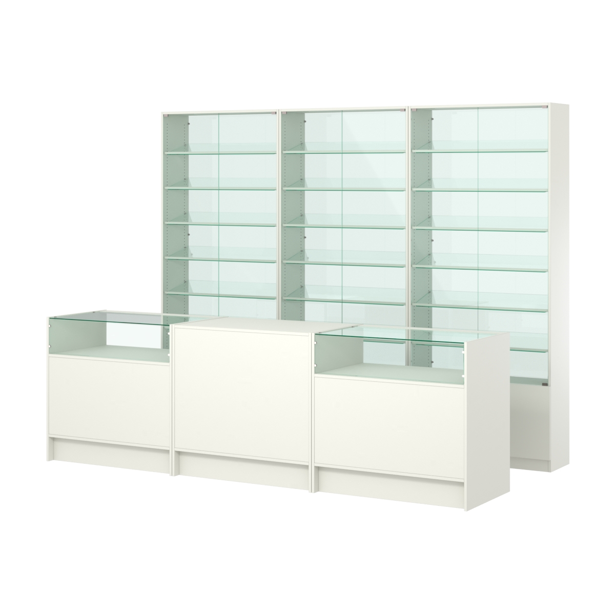 Комплект витрин с наклонными полками SL-6 №12-1 и прилавков ЭК-2 Белый