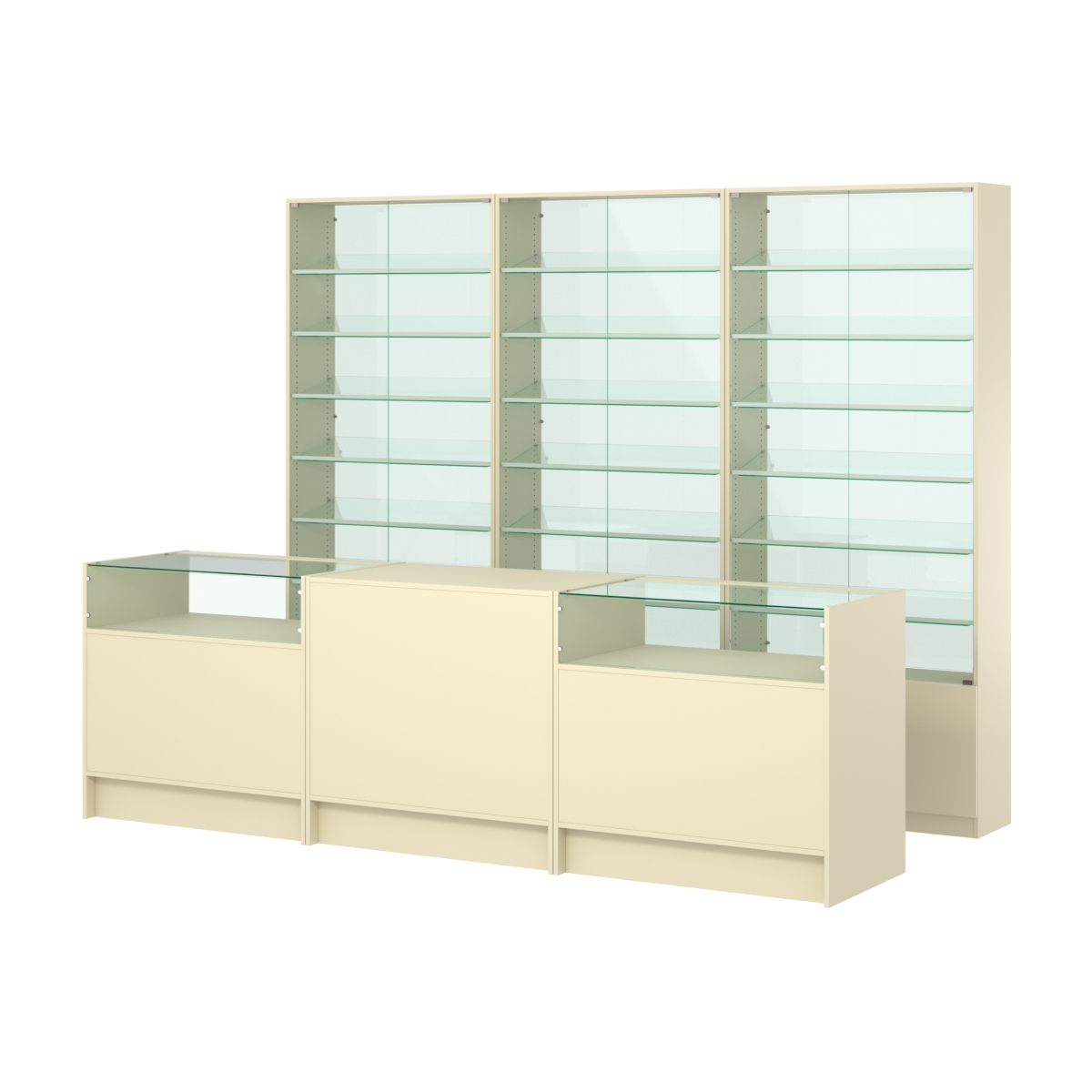Комплект витрин с наклонными полками SL-6 №12-1 и прилавков ЭК-2 Крем Вайс