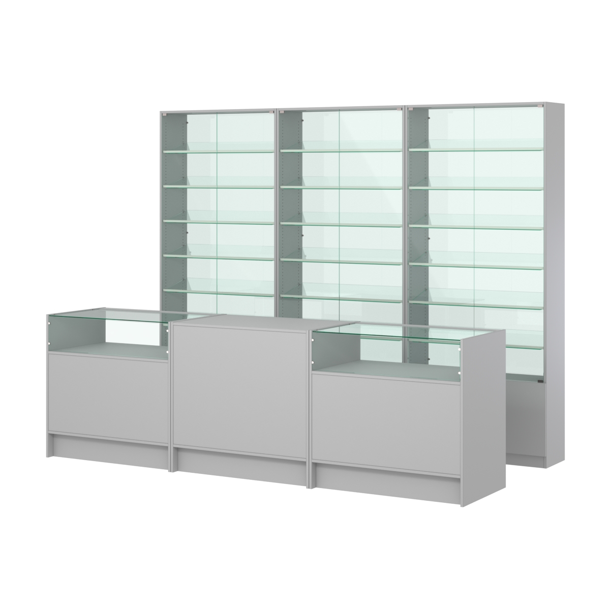 Комплект витрин с наклонными полками SL-6 №12-1 и прилавков ЭК-2 Серый