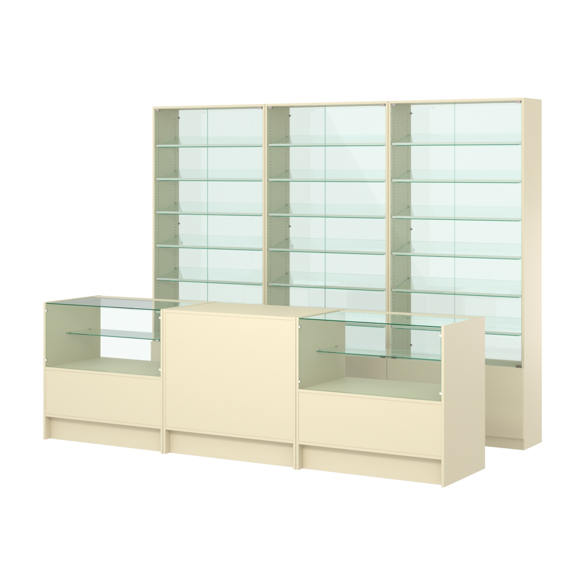 Комплект витрин с наклонными полками SL-6 №12-1 и прилавков ЭК-3 Крем Вайс