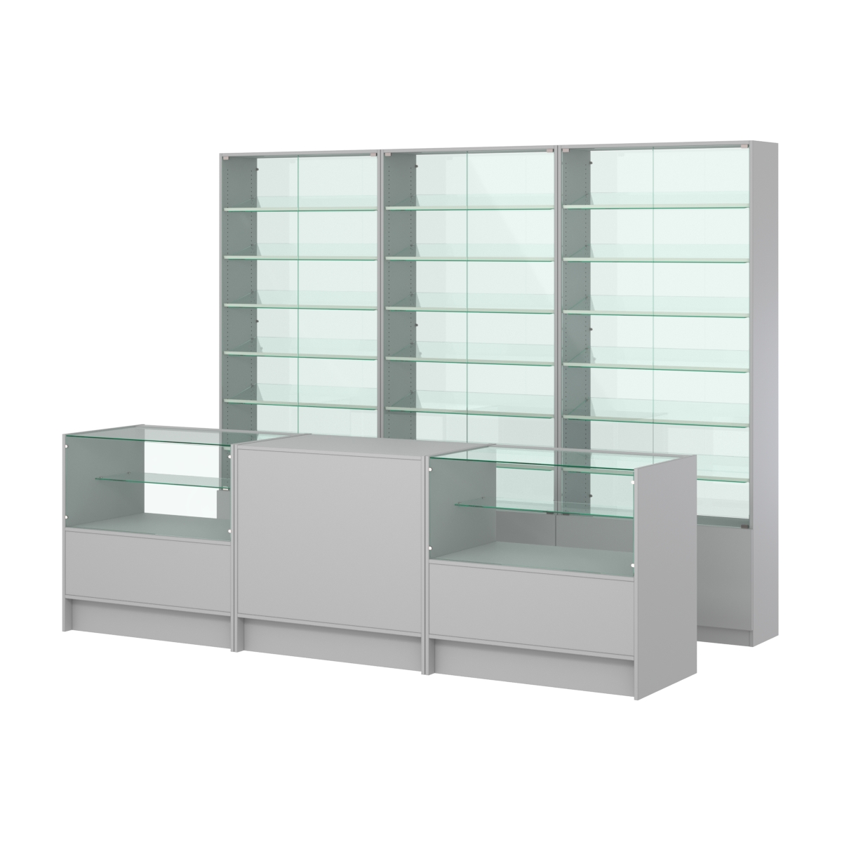 Комплект витрин с наклонными полками SL-6 №12-1 и прилавков ЭК-3 Серый
