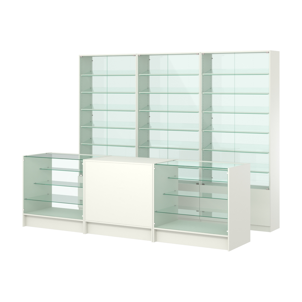 Комплект витрин с наклонными полками SL-6 №12-1 и прилавков ЭК-4 Белый