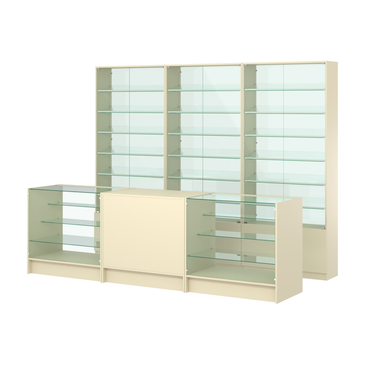 Комплект витрин с наклонными полками SL-6 №12-1 и прилавков ЭК-4 Крем Вайс