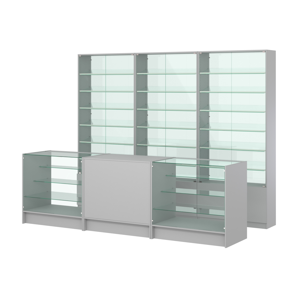 Комплект витрин с наклонными полками SL-6 №12-1 и прилавков ЭК-4 Серый