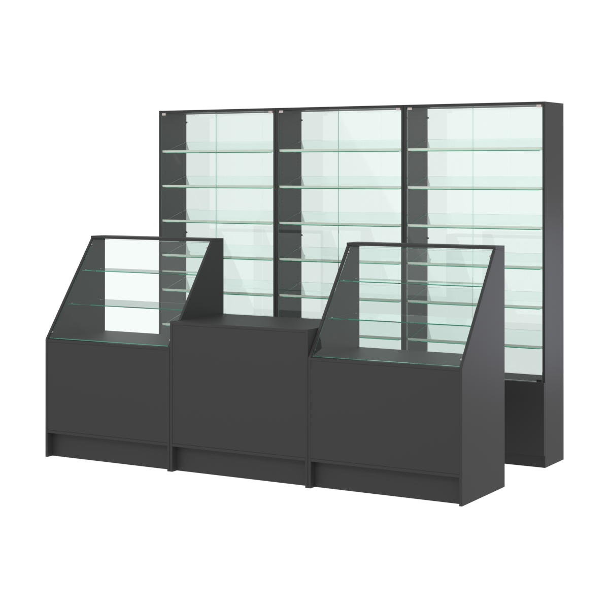 Комплект витрин с наклонными полками SL-6 №12-1 и прилавков ЭК-7 Черный